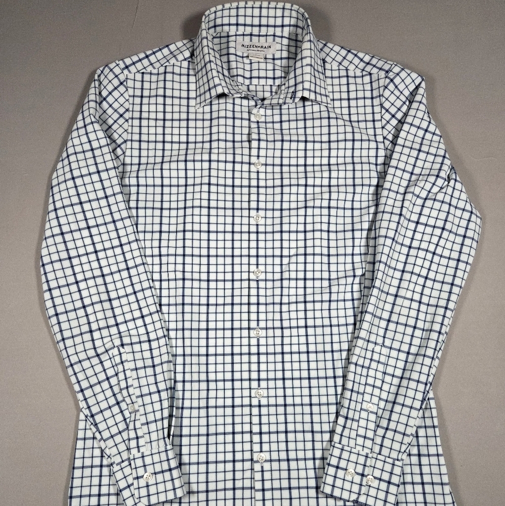 Mizzen+Main Mens Performance Dress Shirt Size Medium Trim Tall